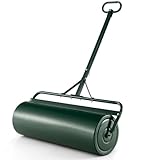 RELAX4LIFE 63L Bodenwalze, Ø 30 cm Gartenwalze Metall, Rasenwalze mit U-förmigem Griff, Handwalze Befüllbar mit Wasser/Sand, 3-in-1 verwendbare Rasenrolle, Füllvolumen für Boden Wiese Frost (Grün)
