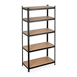 Relaxdays Schwerlastregal, Traglast 875 kg, 5 Ebenen, zum Stecken, Keller, Garage, Stahl, HBT: 180 x 90 x 45 cm, schwarz