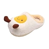 Generisch Gemütliche Kinderpantoffeln mit niedlichem Eiermotiv für Mädchen, warme Hausschuhe mit weicher Sohle, ideal für den Winter. (White, 32 Big Kids)