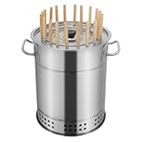 Rauchfreier Holzkohlegrill mit 20 Spießen, Edelstahl-Mesh-Fass Komplettes Grillzubehör-Set für Picknick & Camping, tragbar, Kochen im Freien, Silber