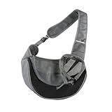 Pomodee Hundetragetasche Welpen,Tragetasche Hund Bis 2.5 Kg Hundetasche für Kleine Hunde,Verstellbar Tragbare Haustier Umhängetasche Atmungsaktiv mit Mesh für Outdoor Reisen Spaziergänge,grau