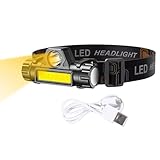 Frfik Stirnlampe Wiederaufladbar - LED Stirnlampe, 1200mAh Super Hell Stirnlampe - 90°Weitstrahl & USB Einstellbarer Strahler, XPE/5W Wasserdichte Stirnlampe für Camping & Laufen Outdoor