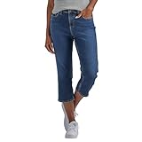 Lee Damen Midrise Denim Capri-Jeans/Hose (Stormy Lines Medium Wash) (US, Numeric, 22, Regular, Regular, Medium Wash Stormy Lines), Blau