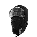 MOAZIFI Wintermütze Herren, Russische Mütze, Ushanka, Russen Mütze, Mütze Mit Ohrenklappen, Fliegermütze Herren, Fellmütze Herren, Fellmütze Herren, Russenmütze Herren