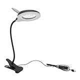 Mtlavishness Clip-On-Lupe mit Licht, verstellbare LED-Lupen-Schreibtischlampe zum Löten, Basteln, Lesen – dimmbare Lupenleuchte mit Eisen- und PP-Konstruktion, vielseitiger Clip