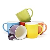 Joeji's Kitchen Farbige Kaffeetassen, 6 Stück Steingut Teetassen-Set 350 ml um Kaffee Tee Schokolade und andere Getränke länger heiß oder gekühlt zu halten
