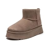 JOMIX Winterstiefel Damen Klettverschluss Outdoor Winterschuhe 40 Biker Boots Wasserdicht Biker Boots (Kahki 40 EU, MD9767)