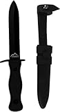 normani Bundeswehr BW Kampfmesser nach TL zerlegbar mit Metallscheide und Lederaufhängung in Schwarz und Oliv Farbe Schwarz