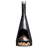 REDFIRE® Moderner Kamin für den Außenbereich 60 cm - Kingston XL mit Holzrost - Feuerschalen für den Garten - Sockel als Holzlager, Optimale Belüftung