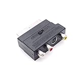 JZK Scart auf 3 Cinch Phono & S-Video Adapter, Scart-Stecker auf 3 Cinch Buchsen mit umschaltbarem EIN/Ausgangskonverter, AV Audio Video-Anschluss für Fernseher, DVD, Videorekorder, Spielkonsole