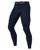 Runhit Kompressionshose Herren Lange Tights Sportleggings Schnelltrocknende Trainingshose Sporthose Lang Atmungsaktiv Laufhose Kompression Hose für Fitness Joggen Training Gym Marineblau L