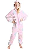 CityComfort Einhorn Onesie, Jumpsuit Mädchen, Glow in The Dark Schlafanzug Mädchen, 110-164 (11-12 Jahre, Rosa)