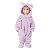 Kind Baby Fleece Overalls Winter Neugeborene Plüsch Bärenohr Nachtbewohnung mit Kapuze -Reißverschluss Langarm Bodysuit