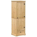Eleganz Kleiderschrank aus massivem Kiefernholz mit Honigwachs-Finish, 55x50x170 cm - Perfekt für kleine Räume, langlebig und umweltfreundlich