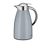 alfi Isolierkanne Signo, Metall grau 1L, mit alfiDur Glaseinsatz, 1421.297.100, Thermoskanne hält 12 Stunden heiß, ideal als Kaffeekanne oder Teekanne, Kanne für 8 Tassen