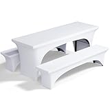 Pacok Biertischhussen Elastisch Set 3tlg,Tischhussen für Bierzeltgarnitur Bierbank Hussen Stretch Weiß Bierzelt Hussen für 50cm Tischbreite(220x50x80cm)