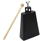 Cowbell, Percussion 6inch Metal Black Cowbell Drum Zubeh?r mit Stick Percussion Instrument Play a Musical Instrument