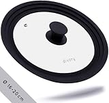 DIVORY Topfdeckel 16, 18 & 20 cm - Glasdeckel abgestufter Silikonrand, Glas Deckel für Pfannen und Töpfe, Universaldeckel oder Pfannendeckel hitzebeständig & spülmaschinengeeignet, lid for pan & pots