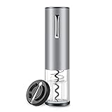 WIWONEY Elektrischer Korkenzieher, Elektrischer Weinöffner Edelstahl, Wiederaufladbarer Elektrischer Flaschenöffner mit Folienentferner und Typ-C-Ladekabel