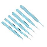 Pinzetten-Set, antistatisch, 116 mm - 133 mm, Wimpernverlängerung, Pinzette für Schmucklabor, 6 Stück