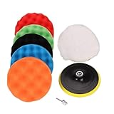 SYLXBM 8PCS Auto Polierscheibe Kit Auto Poliermaschine Bohrer Adapter Buffing Wachsen Schwamm Selbstklebende Polish Pad Detail Reinigung Wolle Rad (Color : Silver, Size : 1)