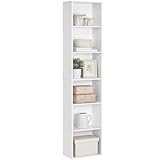 VASAGLE Bücherregal, 6-stöckiges Regal, offenes Aufbewahrungsregal, Standregal, 24 x 40 x 178,5 cm, für Wohnzimmer, Homeoffice, Esszimmer, wolkenweiß LBC167T14