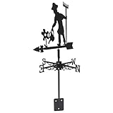 Yardwe Wetterfahnen für Schuppen Wetterfahne für die Terrasse im Freien Krähe Wetter Windfahne terassendeko makramee Outdoor Wetterfahne Bauernhaus Dachdekoration Eisen Black