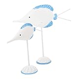 Cabilock 2 Stück Mittelmeer Fisch Ornament Haushaltsdekoration Dekor Mittelmeer Fisch Statue Tischdekoration Büro Dekor Vogel Dekor Heimdekoration Partyzubehör Holz