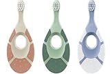 Jordan Step 1 Green Clean Kleinkind-Zahnbürste, nachhaltige Babyzahnbürste, 0–2 Jahre, biobasierte, extra weiche Borsten, 84 recycelte Griffe, weicher Beißring, gemischte Farben, Packung mit 3 Einheit