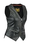 A&H Apparel Women Motorcycle Biker Classic Vest Genuine Cowhide Leather Vest With Gun Pocket (XXX-Large)