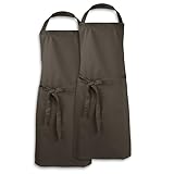 ZOLLNER 2er Set Kochschürze in braun - robuste Grillschürze mit aufgenähten Taschen - für Damen und Herren - Baumwolle - 75x100 cm - mit Bindebänder - waschbar bis 60°C - Oeko Tex® zertifiziert
