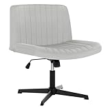 WOLTU Relaxsessel ohne Armlehne, Bürostuhl, Schreibtischstuhl Drehstuhl, Ergonomischer Stuhl, Samt Stuhl, Stuhl höhenverstellbar, 360° drehbar, Polsterstuhl, mit Schaukelfunktion, Hellgrau