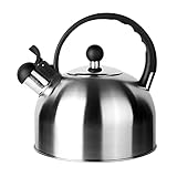 ROSSETTO Wasserkessel Teekessel 2.5 Liter aus hochwertigem Edelstahl Rostfrei Induktion Wasserkocher Teekocher mit Pfeifton, alle Herdarten geeignet, Klassischer Flötenkessel