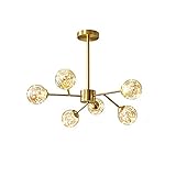 EMISOO Luxuriöse Kronleuchter Spoutnik Moderne Deckenleuchte LED 30 W warmes Licht Globen aus Glas Industrielle Pendelleuchte für Esszimmer, Wohnzimmer, Schlafzimmer, Küche - warmes Licht Farbe Kupfer