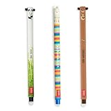 LEGAMI - 3er Set Gel-Radierstifte, Furry, Teddy, Panda und Lama Radierbar ohne Blatt zu verbrauchen, 0,7 mm Spitze (FURRY)
