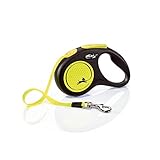 flexi® Neon S Gurt 5 m schwarz/neon-gelb, Roll-Leine für Hunde bis 15 kg