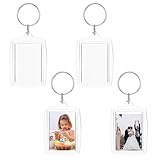 Lnngub 4 Stück Acryl Foto Schlüsselanhänger, Transparent Bilderrahmen Schlüsselring Doppelseitiger Blanko Schlüsselanhänger für Geschenke, Souvenirs, Kunsthandwerk (Geeignet für Fotos bis 32 x 45 mm)