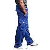 RONGbbppQ Cargohose für Herren, Jogginghose, Sportbekleidung, Trainingshose, Stretchhose, Laufhose, Walking-Hose, Herren-Yoga-Sweathose, lässig, Laufen, athletische Hose mit Taschen, Blau #1, XXL