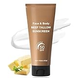 Tallow Sonnencreme LSF 50 - Beef Tallow Sonnencreme Gesicht - Sonnencreme Nicht Fettend Für Gesicht & Körper - Tallow Sunscreen SPF 50 - Gesichtscreme Mit LSF 50 - Sonnenschutzlotion Mit Uv-Schutz