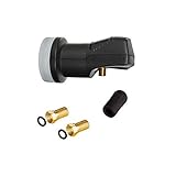 ARLI UHD Single LNB + 2 F Stecker vergoldet Sat Digital 4K 0,1 dB Ultra HD 1 Fach Teilnehmer Receiver Gold Anschluss Wetterschutz Gummitülle Universal Lmb Anlage Satelliten Antenne High Qualität