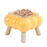 PP & Glas Katzennapf - erhöht, rutschfest | Stabile Einzelnapf, hohe Halsstütze, Blasenglas-Design, ideal für Futter & Wasser, Indoor & Outdoor