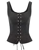 SCARLET DARKNESS Trachtenweste Damen Retro Wildleder Renaissance Ärmellose Weste Mantel Schwarz M