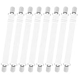 Bettlakenspanner Verstellbar 8 Stück Elastische Bettlakenspanner (35cm -130cm),Bettlakenklammern Lakenspannermit MetallclipsLakenspanner für Krippe, Bettlaken, Matratze, Bügelbrett Oder Sofa(Weiß)