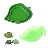 TINGTING 4er Set Reptilien Wasserschale & Futternapf in Blattform – Grün & Nachtleuchtend – Trinkschale für Schildkröten, Geckos, Schlangen & Amphibien – Terrarium Näpfe zum Füttern, Trinken & Baden