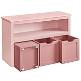 VASAGLE Kinderregal, Spielzeugaufbewahrung für Kinder, Aufbewahrungsschrank, Spielzeugschrank, Aufbewahrungsbox mit Rollen, Spielzeugregal, für Kinderzimmer, 30 x 102 x 60 cm, pastellrosa LHS380R02