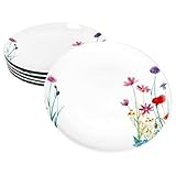 MamboCat Marie 6er Set Speiseteller I Ø 26,7cm I Porzellan-Essteller mit Blumenwiese-Dekor für 6 Personen I große Teller für Hauptmahlzeiten, zum Grillen & Co.