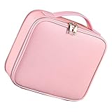 PATKAW Partition Kosmetiktasche Schminktasche Mit Fach Kosmetiktasche Für Die Reise Reisekosmetiktasche Zugfall Reise-Make-up-Organizer Kosmetik-kulturbeutel Pu-Leder Rosa