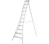 Niwaki Leiter aus Aluminium für den Garten – Höhenverstellbare Gartenleiter mit 11 Sprossen – Stehleiter - 3-Holm Obstbaumleiter für einen sicheren Stand – Höhe: max. 297-337 cm