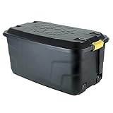 Strata Heavy Duty Aufbewahrungskoffer mit Deckel und Rollen 110 Liter, 77x42x54cm - Schwarz