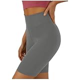 Generisch Dehnbare Yoga-Shorts für Damen mit hoher Taille, Bequeme Workout-Lauf-Fitness-Shorts (Grey, S)